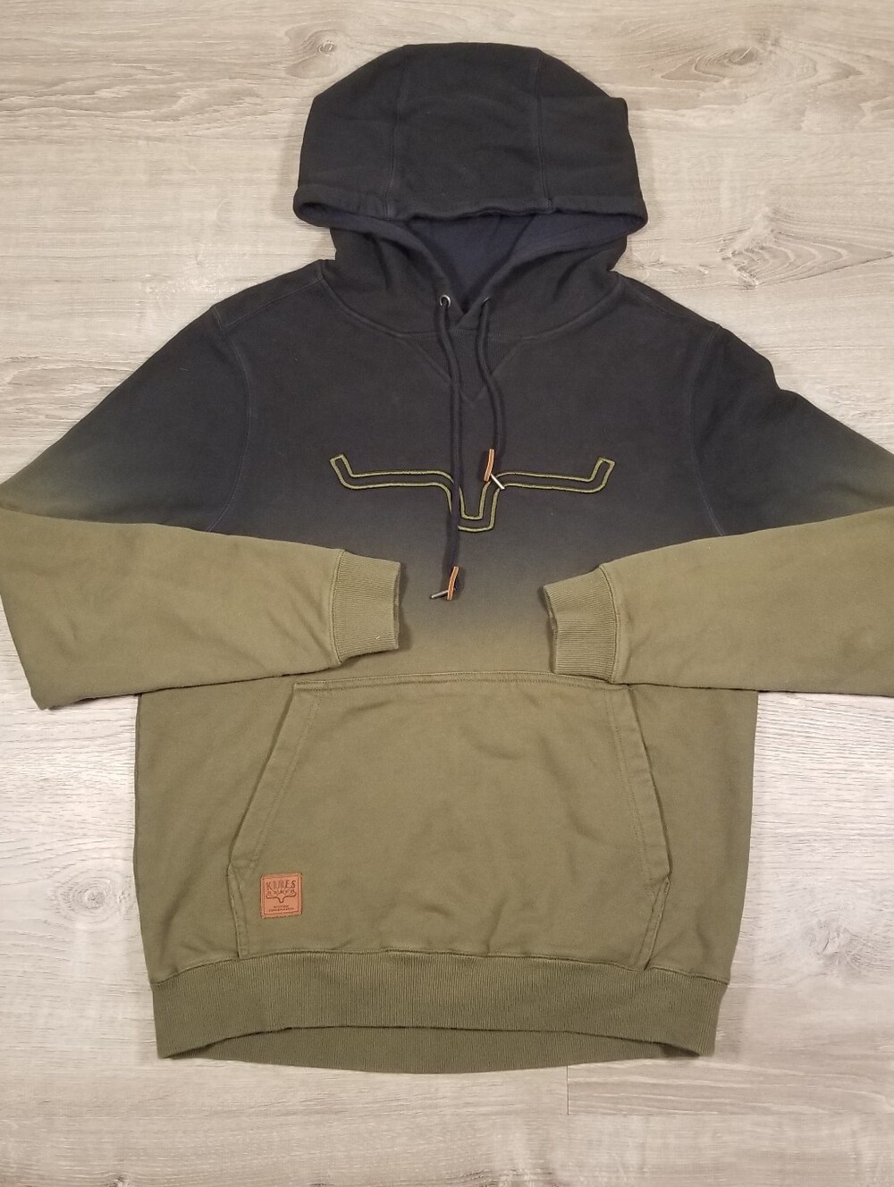 Kimes Ranch Layton 22 Two Tone Hoodie Mens Size Small Olive Green Black Cowboy